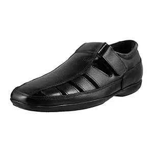 Metro Men's Clogs Leather Black Outdoor Sandals-9 UK (43 EU) (18-262-11-43)