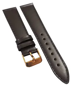 Ewatchaccessories 18mm Genuine Leather Watch Band Strap Fits U600 S041341 HST SKYHAWK AT Dark Brown Yellow Pin Buckle
