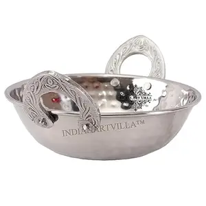 INDIAN ART VILLA Stainless Steel Serving Kadhai