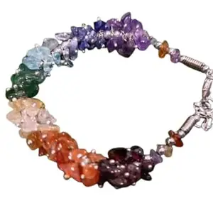 Cuonna Gems Gallery Adorable Wristband 7 Chakra Chips Bracelet Original Certified 7 चक्र चिप ब्रेसलेट Saat Chakra Crystal Bracelet Geniune Seven Chakra Chip Bracelet With Certificate