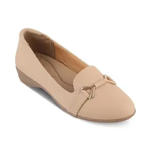 tresmode Yorker Beige Women's Dress Ballerinas – Sophisticated, Comfortable Flats for Every Occasion in Size 7 UK / 40 EU