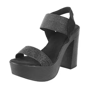 Mochi Women's Black Synthetic Sandals 5-UK (38 EU) (34-9887)