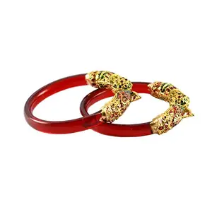 MAYA FASHION Red Gold Platted Acrylic-Brass Bangle With Extra Large Size Exquisite Plus Size Bangle