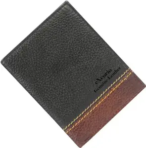 eXcorio Genuine Leather Formal 12 Card Slots Solid Wallet for Men (Black, 9X10Cm) Dualtwotoneblk