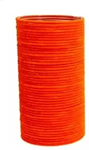 GLASS EMPIRE VALVET GLASS BANGLES SET FOR WOMEN (PACK OF 48) (2.2, ORANGE)