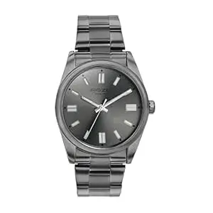 Sonata Poze 6 Graphite Groove Gents Quartz Gun Round Dial Men's Watch | SS Cut Edge Strap Material | Watches for Men Analog - SP70033QM01