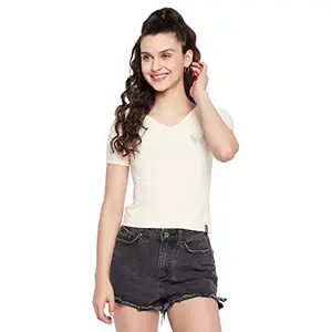 Ds Fashion Casual Regular top for Women (Small, Cream)