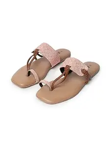 ZOUK Women's Jute Handcrafted Howrah Lilies Women's Chappals for Casual Work College - 39