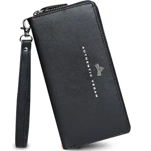VEGAN Leather RFID Protected Black Wallet||Purse||Clutch||Handbag with Metallic Zipper Closure for Women
