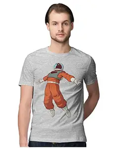 ALLEN BLACK Men's Regular Fit T-Shirt Astronaut Free Floating in Space 100% Cotton T-Shirt Melange Grey_FREEFLOAM-Melange Grey M Men Round_