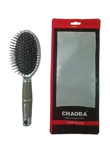 CHAOBA Professional Professional Oval Head Paddle Hair Brush with Strong & flexible nylon bristles For Grooming, Straightening, Smoothing Hair, ideal for Men & Women, Silver (CHB-269)