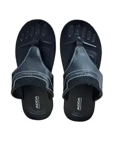 ADDA (LABEL) ADDA NU-WAVE || Durable & Comfortable || PU Sole || Lightweight || Fashionable || Super Soft || Outdoor Slipper || Slippers & FlipFlops for Men's.. (BLACK, 8)
