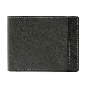 LOUIS STITCH Grey Bifold Leather Wallet Purse for Men | 3 Card Slot, 2 Cash Compartment, 1 Zip Pocket for Coin | Thin Wallet for Men(WL-SF-FSGY)