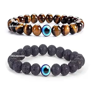 Couple Evil Eye Beads Combo Bracelet Set | Embrace Harmony, Protection & Positive Energy | Stylish & Meaningful Gift for Couples (Pack of 2)