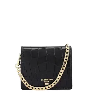 Da Milano Leather Women Sling Wallet - Black (10259A)