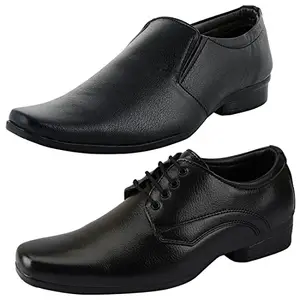 Latest Formal Shoes/Party Shoes/ 2 Shoes Combo with Free Belt for Men and Boys (BAZAAR8974_VTR001-Blk-2003-Blk) Multicolor