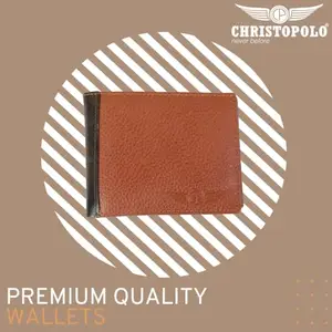 CHRISTOPOLO Genuine Leather Mens Horizontal Sleek Wallet (CPMW46tan) (CPMW_46_Tan)