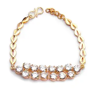 ZENEME Gold-Plated Kundan studded Multistrand Bracelet Jewellery for Girls and Women (Gold)