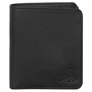 Zorfo Genuine Faux Lather Wallet with 6 Card Slots, Coin Slots & Gift Box (Black)