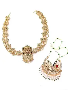 Necklace, Earring, Maang Tikka & Nose Ring Set Jewellery Set_60