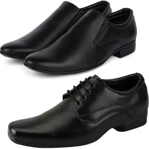 Vitoria Derby Shoes for Men | Shoes for Men with PU Sole | Comfortable & Lightweight |Durable & Trendy Design | Size : 6 | Color : Multicolor,VTR_401BkSlipon_VTR_1001Blk_2S_6
