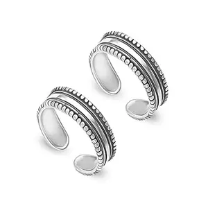 LeCalla 925 Sterling Silver BIS Hallmarked Antique Band Toe Rings for Women