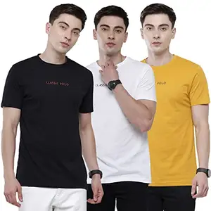 Classic Polo Mens Solid Slim Fit Half Sleeve Round Neck T-Shirt (NOS-CERES-06 SF C) Multicolour