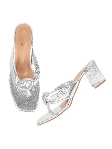 Shoetopia Women's Heeled Sandal-6 Kids UK (Shilpa-Silver)-EU39