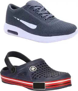 Men's Casual Shoes and Clogs (Combo of 2) Casuals for Men (Grey and Blue) | Size : 7