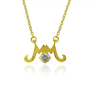 Mahi CZ Mothers Day Special Gold Plated Mom Initial Pendant for Women PS1101540G