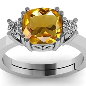 LMDLACHAMA LMDLACHAMA 6.25 Ratti 5.50 Carat Certified Yellow Sapphire Pukhraj Silver Cushion Cut Shape Adjustable Ring For Girl And Women