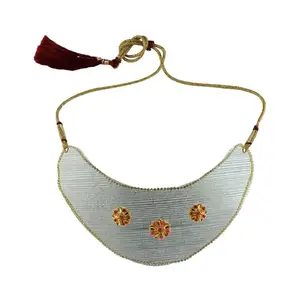 MAYA FASHION Multi Colour Kundun Stud Velvet Necklace Elegant Necklace for Girls & Women | Wedding | Festival All Occasions (Sku-nec6063)