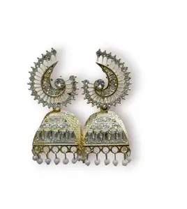 NBR Silver Colour Stylish Jhmki/Jhuma Indian Latest Style Jhumki/Jhumka Earrings for Women- 1 Pair