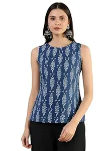 Pinkmint Women’s Printed Sleeveless Top for Women & Girls | Pure Cambric Cotton Fabric | Regular Fit | Soft, Breathable| Ideal for Casual, Daily, Office & Summer Wear (Available in Plus Size)