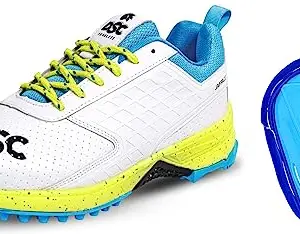 DSC Jaffa 22 Cricket Shoes for Men and Boys UK-7 White/Lime-Yellow & DSC 1500428 Attitude Cricket Abdominal Guard Men, Multicolour