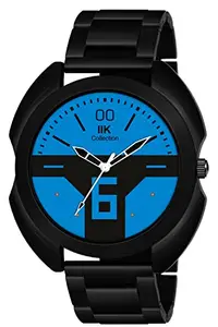 IIK COLLECTION Round Designer Dial with Stainless Steel Metalic Bracelet Chain Strap Analogue Wrist Watch for Men and Boys