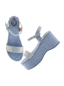 Shoetopia Women's Girls-Sandal-1404 Wedge Sandal-8 Kids UK (Girls-Sandal-1404-Blue)-EU41