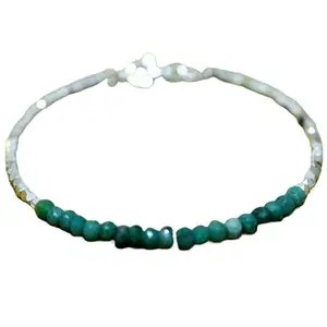 LKBEADS Silver Plated Bracelet with Multicolor Faceted Chrysocolla Beads – Round 3-3.5mm – 7 inch Adjustable – For Men & Women|LK_STACK_02013