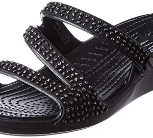 Crocs Women's Black Wedge Sandal-5 Kids UK (Patricia)