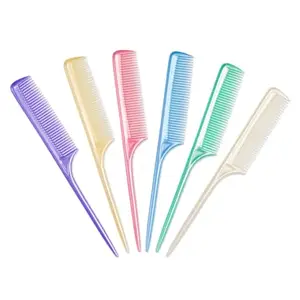 Zodiac Professional Rat Tail Hair Combs, 6 Pack, Assorted Pastel Colours
