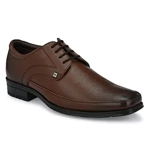 VALENTINO Men's Premium Leather Mocca Lace-Up Formal Derby Shoes | (Newgen-51-Mocca-7)
