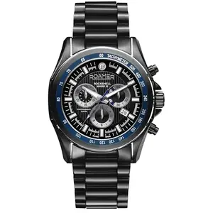 Roamer Men Quartz Rockshell Mark III Black Dial Chronograph Stainless Steel Watch 220837 45 85 50