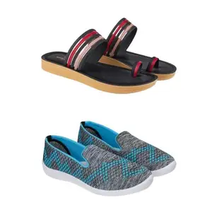 SPORTER Extra Soft Classic Casual wear with Flexibility Technology Heel Combo for Women's/Girl's(6144+3217)(6) Multicolor