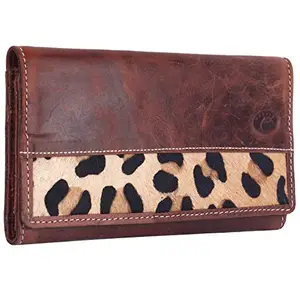 Delfin Genuine Leather | Multi Compartment Ladies Wallet (Brown CHHETA)
