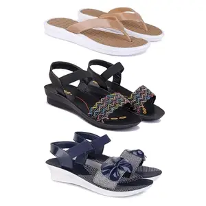 Trendy Open-Toe Sandals for Women – Soft Padded Footbed, Summer Wear | (COMBO-3)-1860-1932-1972-7-EURO-38