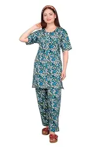 LADYGRAM Plus Size Summer Night Suit for Ladies | 3XL–4XL Check Print | Soft Cotton Malai Fabric | Comfortable Sleepwear Set
