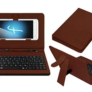 ACM Keyboard Case Compatible with Vivo Y21 Mobile Flip Cover Stand Direct Plug & Play Device for Study & Gaming Brown