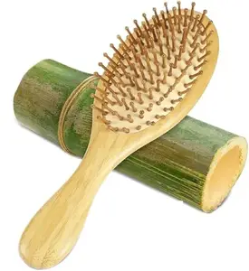 BUNTYCHIKU MART Wooden hair brush for Women & Men – Bamboo wooden Paddle hair brush for men women Curly hair – Bamboo Wooden brush for hair growth with flat paddle brush comb