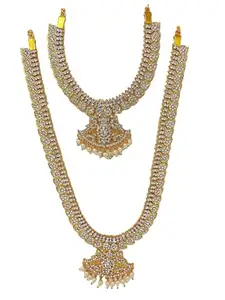 Elite Trade Silver American Diamond Necklace Set with Choker