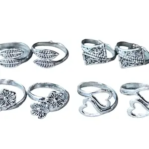 KP JEWELS Women & Girls Metal Fancy Glossy finish Toe Ring Adjustable Bichiya/Leg Finger Ring-Combo-4 (A_C_P_110832_Silver)